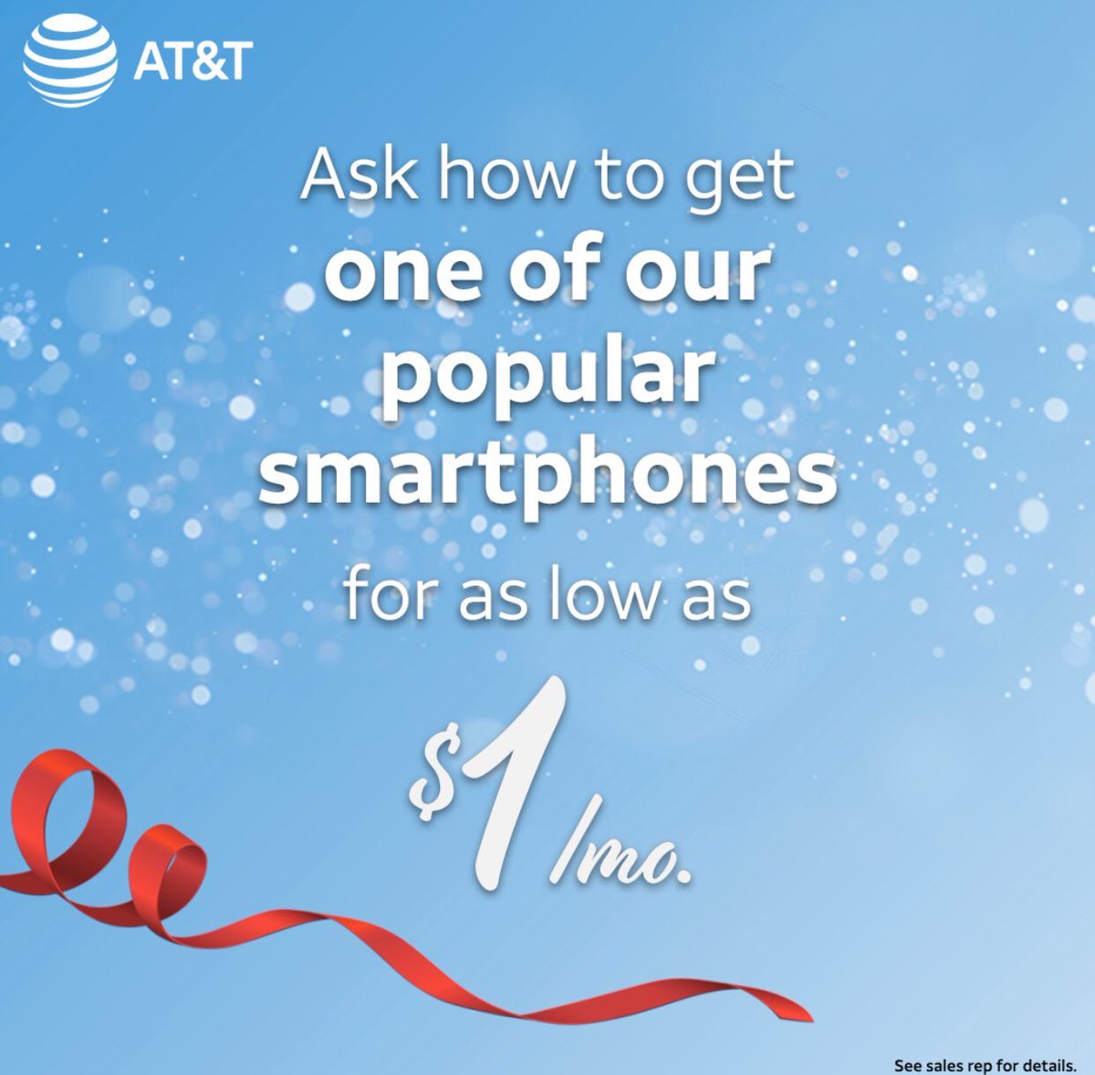 MattSmithPrime's tweet photo. Keep a little more jingle in your pockets this holiday season. Visit one of our many AT&amp;T Stores to find out how to get our popular smartphones for as low as $1. #PrimeTimeDeals #Holiday #Deals #Savings #HolidayDeals #ATT https://t.co/Vrv5QSgfFA