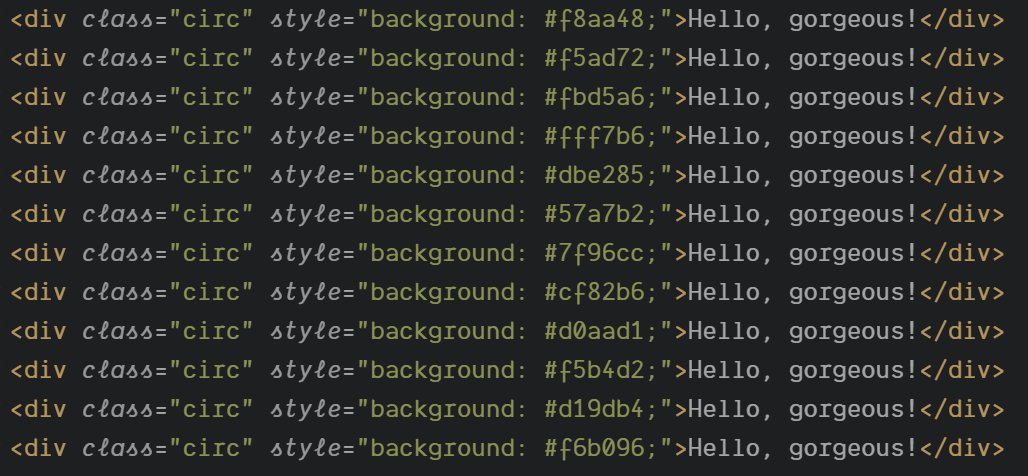 Screenshot showing the HTML. One element used per item, no extra elements to create the pattern border.