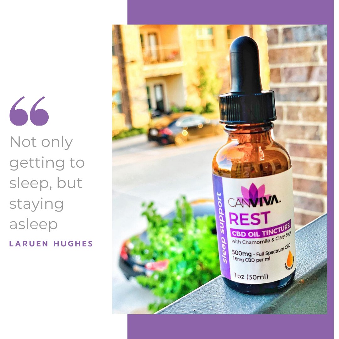 canvivaofficial's tweet photo. Brand ambassador, Lauren, appreciates a good night's sleep. She uses REST to help her stay asleep. Know someone who might need this? Tag them below! 

#CANVIVA #naturalpureeffective #beyourbestyou #cbdtincture #purecertified #naturalremedy #essentialoils #rest https://t.co/e9H5pBeley