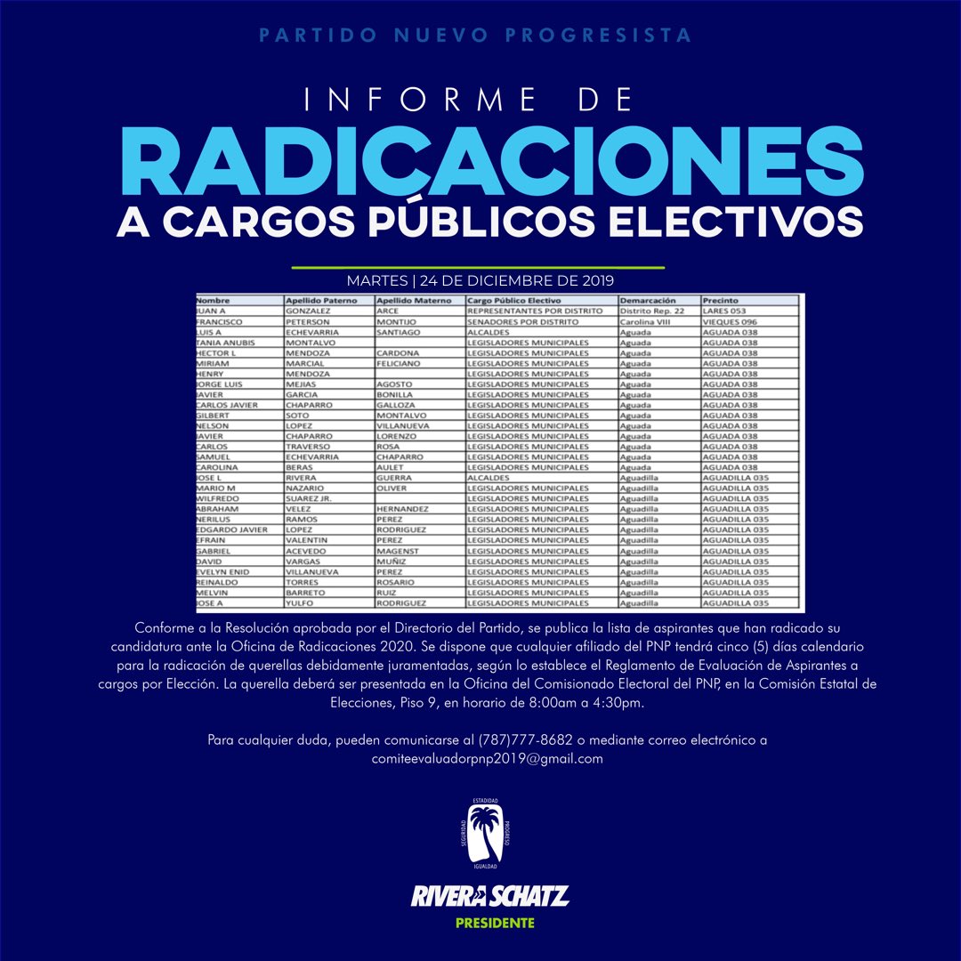 pnp_pr's tweet image. Informe de Radicaciones | Se dispone que cualquier afiliado del PNP tendrá 5 días calendario para la radicación de querellas debidamente juramentadas, según lo establece el Reglamento de Evaluación de Aspirantes a cargos por Elección. #OrdenyDirección #PNP2020