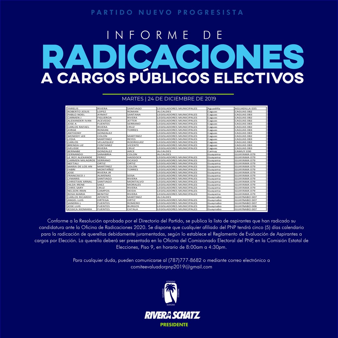 pnp_pr's tweet image. Informe de Radicaciones | Se dispone que cualquier afiliado del PNP tendrá 5 días calendario para la radicación de querellas debidamente juramentadas, según lo establece el Reglamento de Evaluación de Aspirantes a cargos por Elección. #OrdenyDirección #PNP2020