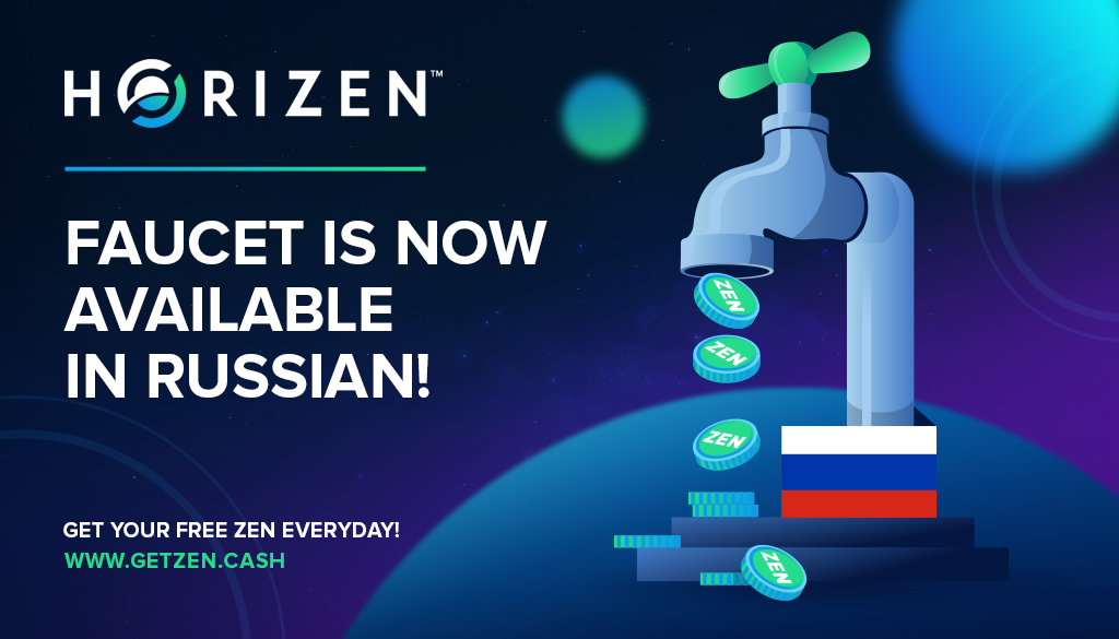horizenglobal's tweet photo. The #Horizen faucet is now available in #Russian! Claim your $ZEN today https://t.co/vgzSNSZm6D
 
We now have English, Spanish, and Malaysian as well with more languages coming soon! https://t.co/5MLigvqGhn