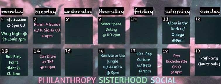 It’s finally here!! Check out our winter 2020 rush calendar for all of our exciting 90’s themed events! DM us or message any sister to be added to our rush page ✨