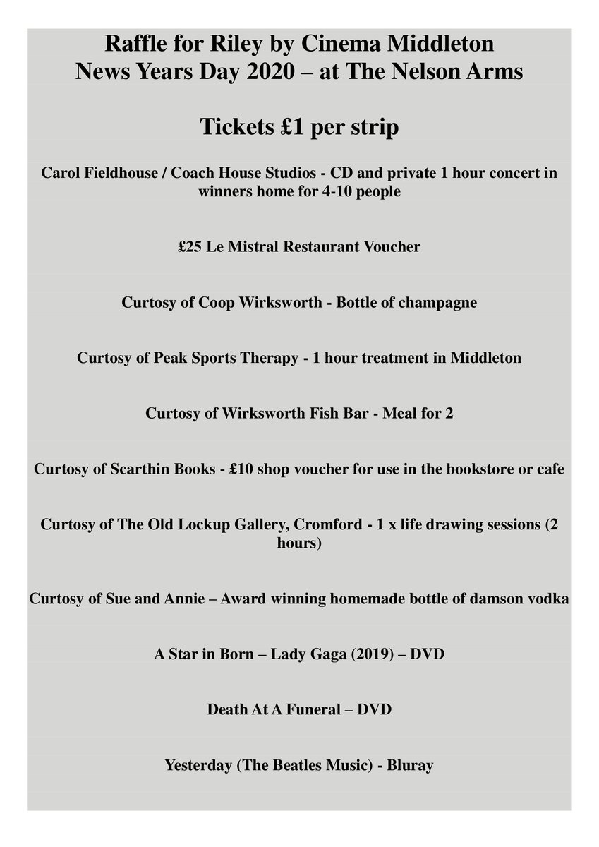 CinemaMiddleton's tweet photo. Middletons got Talent on New Years Day we have a fantastic raffle run by Cinema Middleton

main prize CD album by local artist / songwriter Carol Fieldhouse, the stunning prize of all prizes is Carol is also offering a private concert in YOUR OWN HOME for upto 10 people !! Wow!! https://t.co/IygfuBb62z