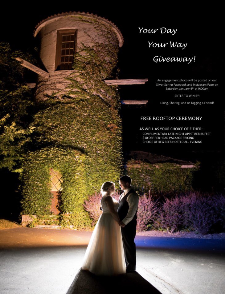 SilverSpring_GC's tweet image. Be on the lookout for a special engagement shot posted on our social media on January 4th for your chance to win a FREE WEDDING CEREMONY!!! And more 😏 #weddinggiveaway #SilverSpringGolfClub #weddingvenue #ceremonyspace