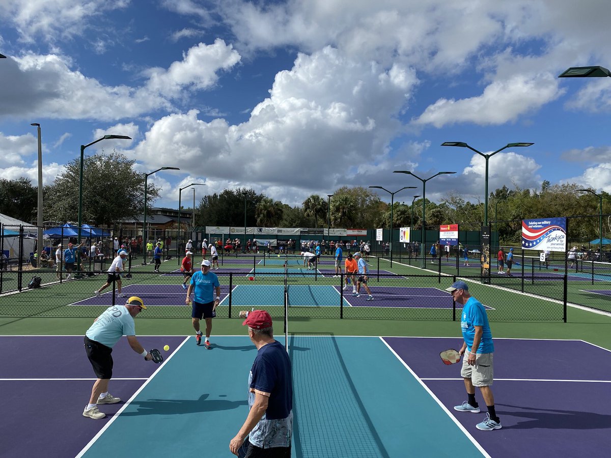 RealPureFlorida's tweet photo. The PicklePlex(r) of Punta Gorda is hosting first-ever World Pickleball Championship today - Dec. 30, 2019. About 400 players, pro & amateur, from around the world are competing. Visit https://t.co/WDmz6xVTAj.
#bestsideoutside #pickleplex #pickleball #swfl https://t.co/EBbDeKFXSv