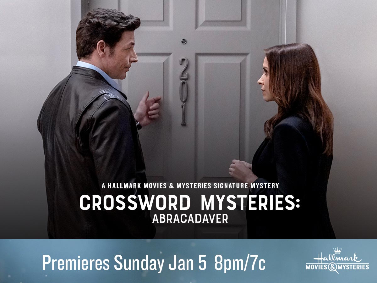 hallmarkmystery's tweet photo. Tess @IamLaceyChabert & Logan @brennan_elliott are back with our first all new original Signature Mystery Series premiere of the year. Join us for the #MustSolveSundays premiere of Crossword Mysteries: Abracadaver, Jan. 5 at 8pm/7c. Tweet using #CrosswordMysteries. https://t.co/2Z7g26NrSq