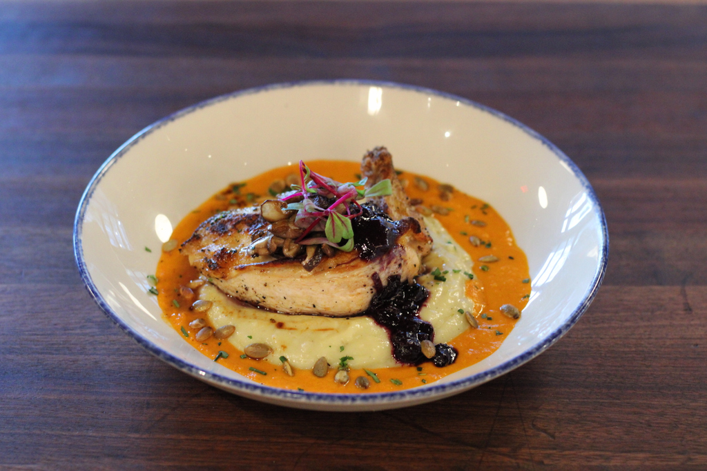 Our Roasted Airline Chicken with heirloom tomato puree, pickled mushroom, blueberry compote, and mashed Yukon Golds will complete you. We serve dinner at 5 pm every day.

#emporiumkitchenandwinemarket #emporiumfortcollins #craftcocktails