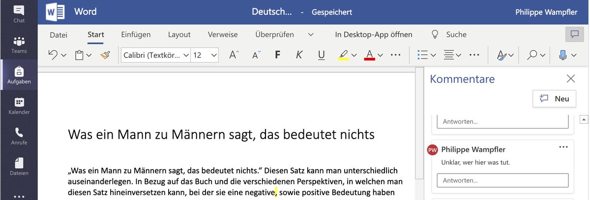 Philippe Wampfler Was Ich Mir Fur Wunsche Die Moglichkeit Effizient Direkt In Teams Word Texte Korrigieren Und Bearbeiten Zu Konnen Was Dazu Fehlt Ist Eigentlich Nur Ein Vorschlagen Oder Anderungen Nachverfolgen Modus