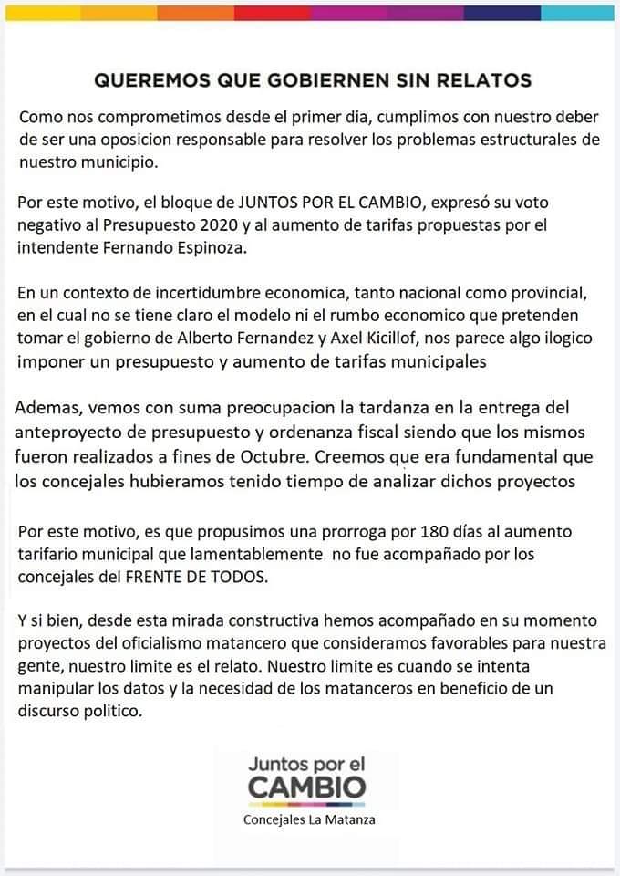 lucascordobalm's tweet photo. Los concejales que integramos el bloque #JuntosPorElCambio presentamos un proyecto para que se prorrogue por 180 días el aumento de tarifas municipales. 

Lamentablemente desde el oficialismo matancero no acompañaron esta propuesta. https://t.co/cn7rErgG03