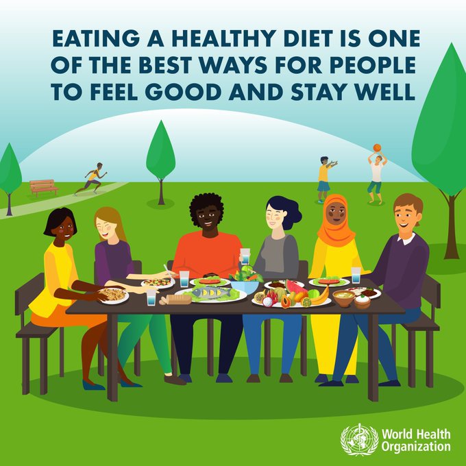 UN's tweet photo. 5 tips for a healthy diet in the new year:
☑️ Eat a variety of foods 🥗🥘
☑️ Cut back on 🧂
☑️ Reduce harmful fats &amp; oil 
☑️ Limit sugar 🍬
☑️ Avoid harmful 🍻

@WHO explains how a balanced diet can help lead healthier, longer lives. https://t.co/iOsnDNUqW9 https://t.co/OYGF1gHSR3