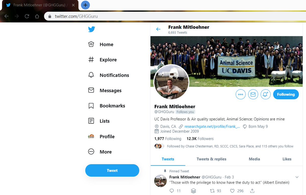 #FollowFriday is for all of our followers who closely follow #Sustainability and #GlobalWarming #ClimateChange news and really, anyone else! Frank Mitloehner, <a href="/GHGGuru/">Frank Mitloehner</a>, shares great scientifically researched facts and thought provoking tweets.