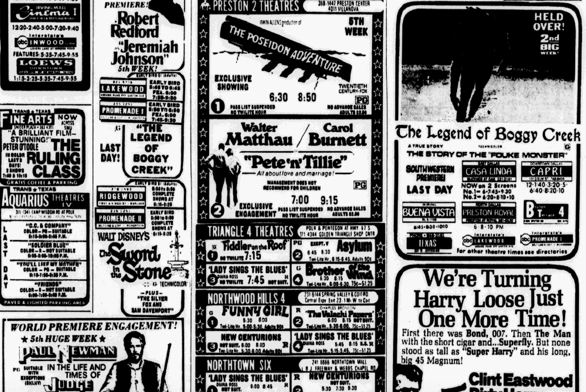 LegendBoggy's tweet photo. Original 1973 ad for #TheLegendofBoggyCreek #TexasTheatre #HeldOver 2nd #BigWeek! #ItScaresMeNow #ATrueStory https://t.co/HuQ5oL6aqk