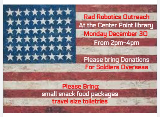 CPU6189's tweet photo. We have an outreach event coming up this Monday! We are collecting supplies to make care packages for soldiers overseas and have many fun activities planned for kids! https://t.co/BXkgjwBAfX