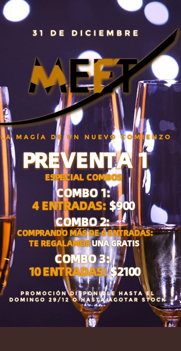 SentidosNight's tweet photo. Atentos!!!! Nueva Promo para festejar el 31 a lo grande. 
No te quedes sin la tuya. Hasta el domingo o hasta agotar stock.
#31Dic #AñoNuevo #2020 #MEET
#SENTIDOS #ElClasicoDel31 https://t.co/JD4w82WaDC