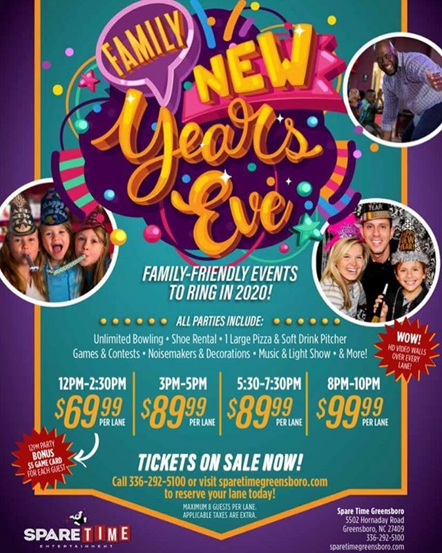 TriadMomsOnMain's tweet photo. Spend your New Year’s Eve at @sparetimegreensboro! Fun for the whole family! #bowling #lasertag #arcade #triadmomsonmain
#followus
#winstonsalem
#highpoint
#greensboro
#burlingtonnc
#kernersville
#clemmons
#triadnc
#triadlocalfirst
#motherhood
#parenthoo… https://t.co/hYLS1NNzZx https://t.co/G91kuWp4un