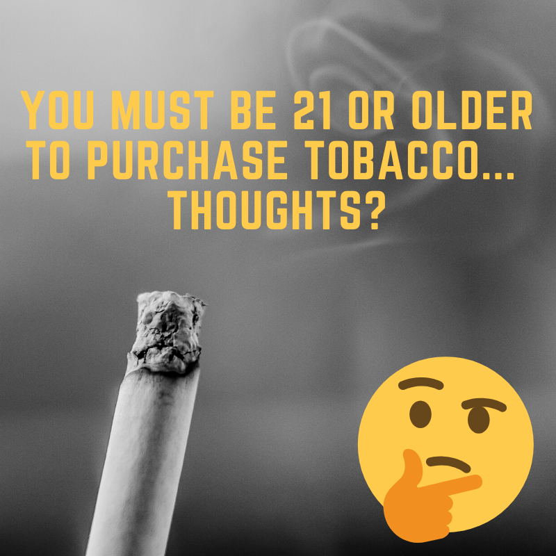 wmtv15news's tweet photo. The legal age to buy tobacco is now 21. What are your thoughts on this change? https://t.co/GBwIwLTCAz