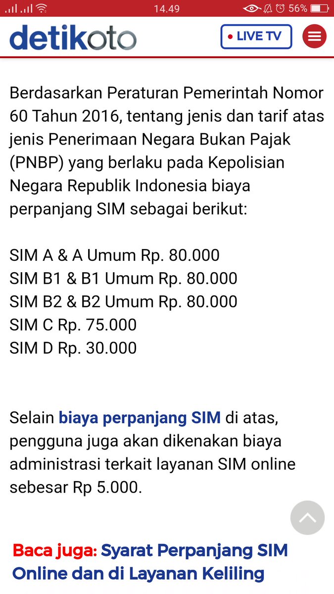 Perpanjangan pengurusan SIM A &amp; C saya kemarin tgl 26-12-2019, disuruh bayar Rp. 450.000,- (SiM A 250.000 + Sim C 200.000) diluar biaya Kesehatan dan Psikotest Rp. 85.000.