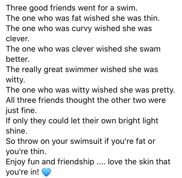 LipoedemaUK's tweet photo. This lovely image & poem are from The Red Tail Gallery. What a lovely sentiment. Seize the day - enjoy every moment!
#livingwithlipoedema #heardoflipoedema #togetherwecanbeatlipoedema #swim #seizetheday #feelgoodinyourskin #lovetheskinyourein #lipoedemauk https://t.co/1kvUqT3fqz