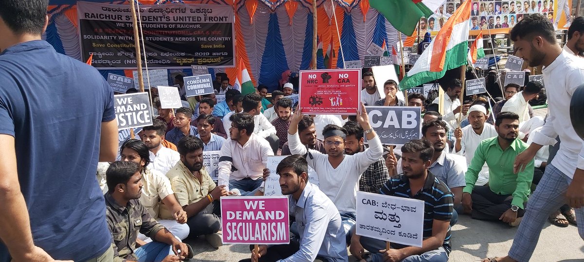 syedmudaseer8's tweet photo. Student
s Gathered against NRC,CAA and BRUTALLY attack on students #jamiamiliauniversity and Two shot dead in maglore and gave a memorandum to ADC Raichur.
#CAAProtests #NRC_CAA_NPR 
@INCIndia @RahulGandhi @NSUIKarnataka @nsui @priyankagandhi @raviboseraj @ArshadRizwan https://t.co/O68bPXS13T
