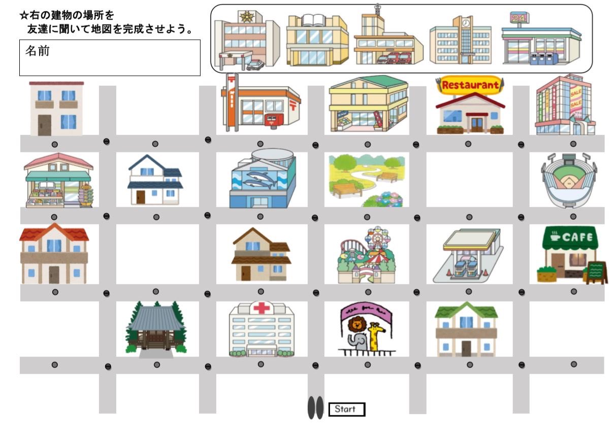 Nin 小学校英語専科 Giga Pa Twitter 英語でinformation Gap Task それぞれ違う情報が記されたワークシートを配布 英語表現を使ったやりとりをしてわからない情報を聞いていく その情報をもとにワークシートを完成させる コミュニケーション