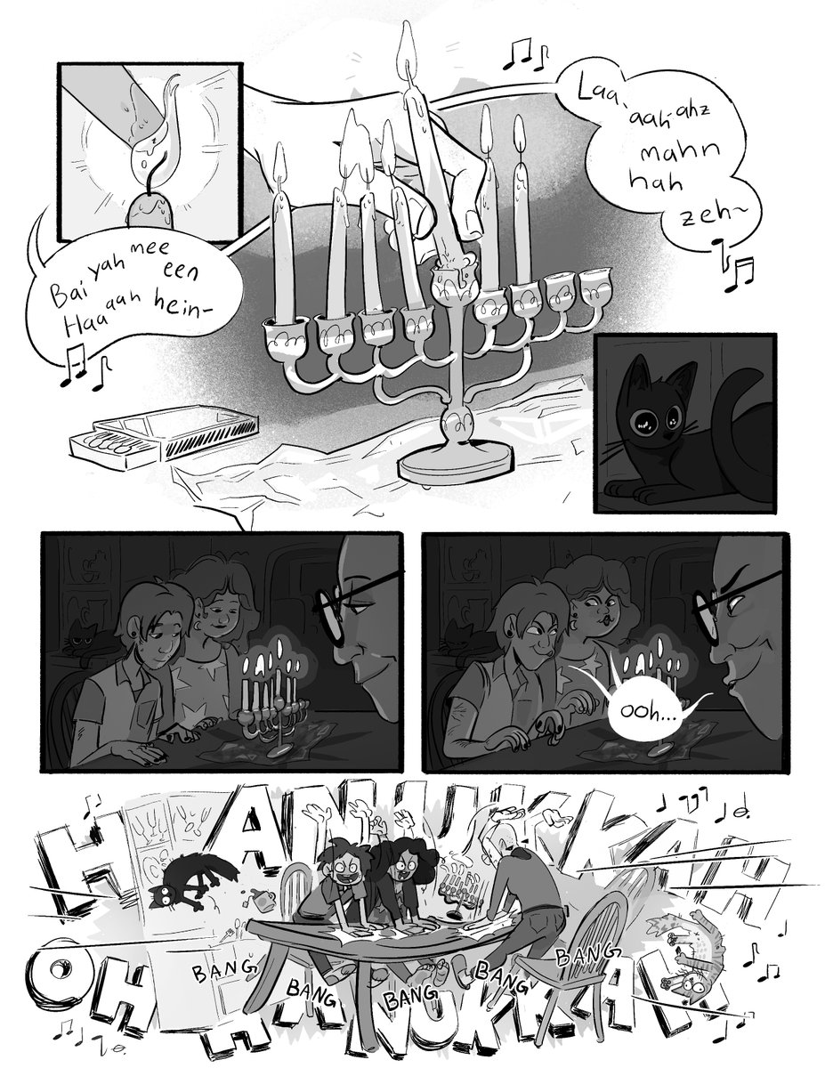 GeoDraws's tweet image. aah, the beloved hanukkah tradition of *bass-boosted sevivon sov sov sov deathcore remix*