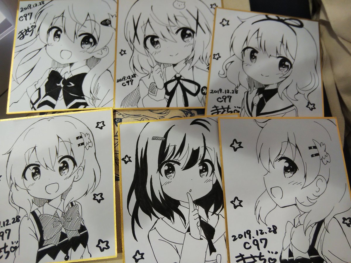 今回の冬コミセットにランダムで入った描きおろしミニ色紙たちです❗️当たった方は超ラッキー❗️よかったら当たった報告してくださいね🤗 
