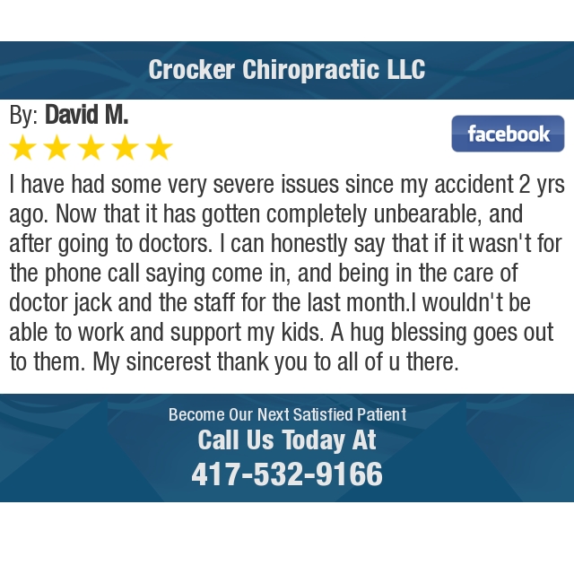 Crocker_Chiro's tweet photo. 5 Star: David M. "I have had some very severe issues since my accident 2 yrs ago. Now that it has gotten..." https://t.co/1FifMI1kIX https://t.co/ZlNVZ1Nn2c