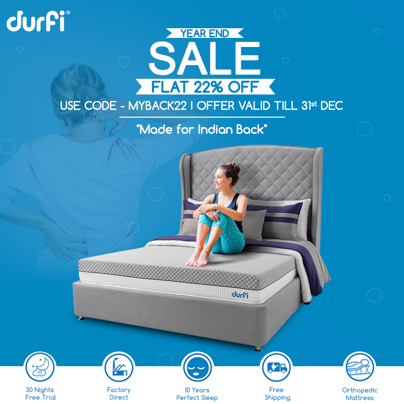 DurfiSleep's tweet photo. Durfi Orthopedic Cotton Candy Memory Mattress is designed and made for Indian Back to ease spine and joint pains.
Use code "MYBACK22" and avail the offer.
#yearendsale #30nightstrial #durfimattress #mattress #10yearsofbackcare #sleep #offer #discount #madeforIndianback #durfi https://t.co/Phg1nuihYo