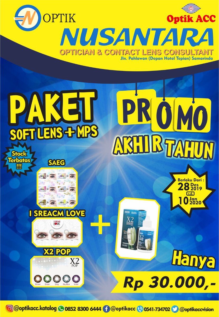 optikaccvision's tweet photo. Promo Lengkap untuk akhir tahun 🎊🎊 30k sudah bisa bawa pulang softlens dan MPS 60ml 💓untuk softlens minus dan normal yaaa https://t.co/mzZOiJ8uMU