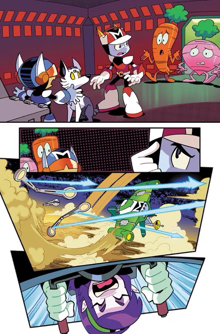 And another art post. Here's a fun page from the recently released Cosmo the Mighty Martian#2 from @ArchieComics which really exemplifies why the book is so much fun to work on (and hopefully to read)
Where else would I get to draw crazy vegetable people and cool space dogfights? 