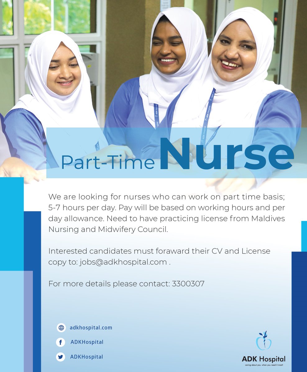 Adk Hospital Part Time Nurse Job Opportunities Now Open Please Contact For More Details Adk Hospital Part Time Nurse Job Opportunities Now Open Please Contact For More Details
