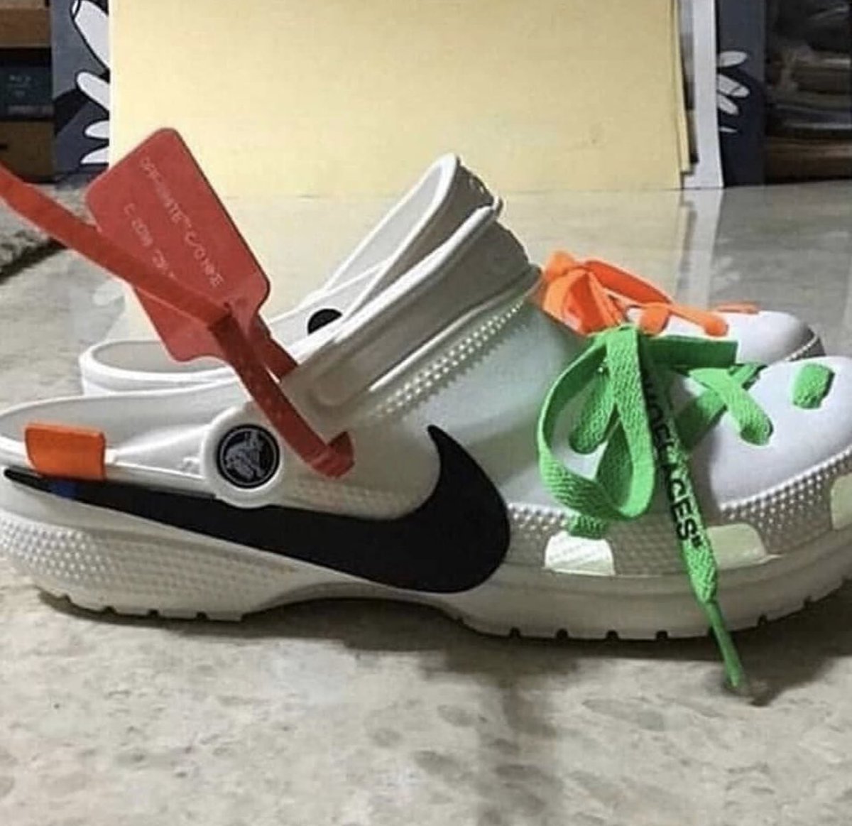 off white nike crocs