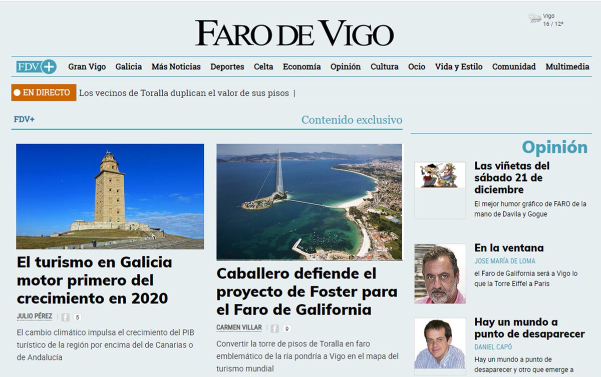 La prensa local se hace eco de la construcción del Faro de Galifornia.

#Galifornia #Vigo #AbelCaballero #ElFaroDeGalifornia #Toralla #VigoTop #MasQueUnLugar #GaliciaCalidade #GaliciaMola #VigoParaElMundo
😀