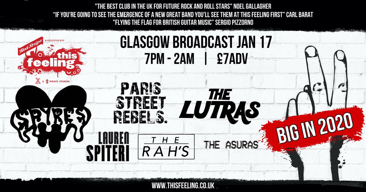 🚨low ticket warning🚨
15 tickets left for #BigIn2020 Glasgow <a href="/BroadcastGLA/">Broadcast Glasgow</a> Jan 17

Tickets: thisfeeling.co.uk/bigin2020
