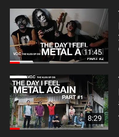 Vlog kawan saya CACIS, “The Day I Feel Metal Again” yg ditengah deraan rutinitas harian ia merasa metal lagi karena bersua &amp; mengiring DÈTENTION. &amp; <a href="/rajasinga04/">RAJASINGA</a> ketika tur berkunjung ke Bintan &amp; Batam 😊
1 youtu.be/eGgVnqMYqRA
2 youtu.be/u8Ez6_Y9Jis