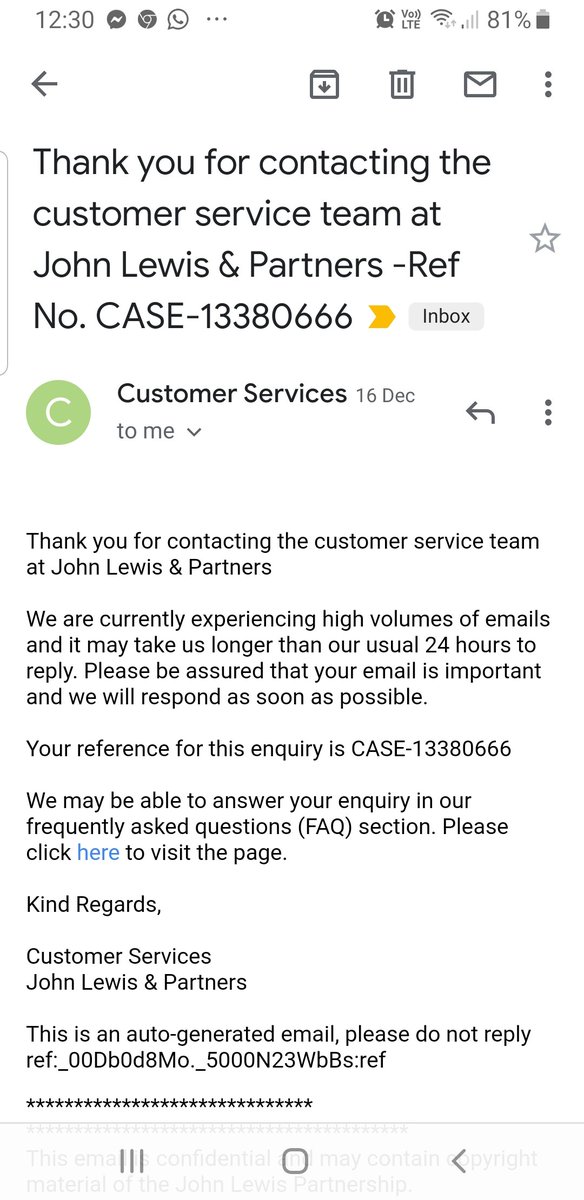 MissCups's tweet photo. @jlandpartners I've no choice but to out your extremely poor customer service on here. After 3 emails I've still had NO RESPONSE from you after a xmas gift I bought was sent faulty and had no choice but to give said item to my mum until this gets resolved! https://t.co/CW6Qs4nfhu
