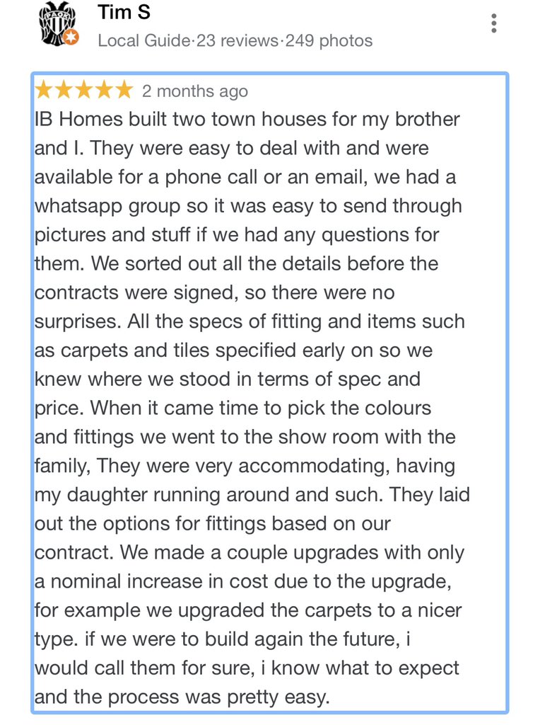 iBhomes's tweet photo. Thank you for your Review Tim 🏡 
#builtwithlove #product #service #quality #review #five #star #happy #client #architecture #townplanning #passionate #builder #construction #masterbuilder #bespoke #design #endorse #strong #feedback @mbavic https://t.co/pekKkoHMEL