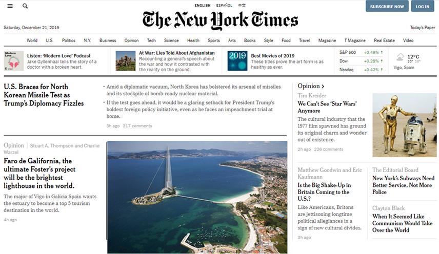 Incluso The New York Times se hace eco de la construcción del Faro de Galifornia.

#Galifornia #Vigo #AbelCaballero #ElFaroDeGalifornia #Toralla #VigoTop #MasQueUnLugar #GaliciaCalidade #GaliciaMola #VigoParaElMundo