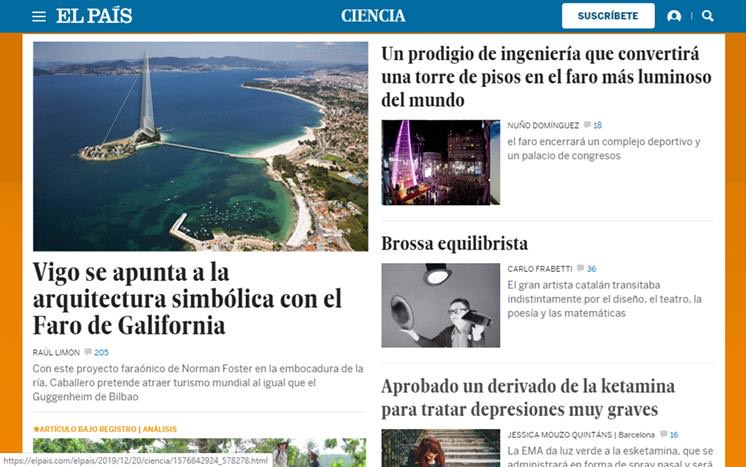 También el diario El País se hace eco de la construcción del Faro de Galifornia.

#Galifornia #Vigo #AbelCaballero #ElFaroDeGalifornia #Toralla #VigoTop #MasQueUnLugar #GaliciaCalidade #GaliciaMola #VigoParaElMundo