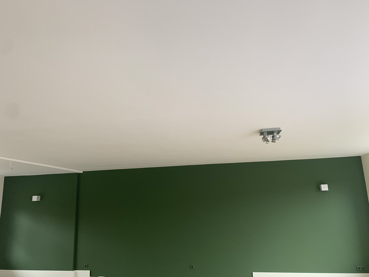 Strak plafond, strakke wanden. Misschien het #groenvan2020 ? #latexspuiten #zeewolde #ral #graco #plafond #sikkensvakschilders #jonker jonkerschilderwerken.nl