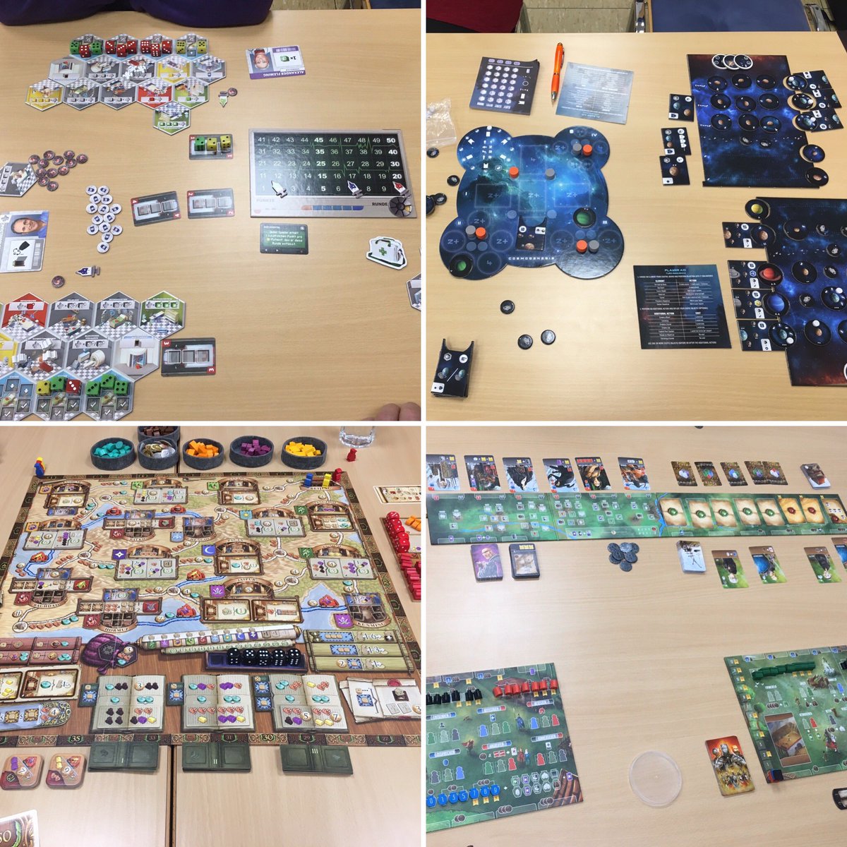 SpielTeckLand's tweet photo. Letzter regulärer Spieleabend des Jahres, u.a. mit Dice Hospital, Cosmogenesis, Marco Polo II und Paladine des Westfrankenreichs... https://t.co/q50cP40C6Y