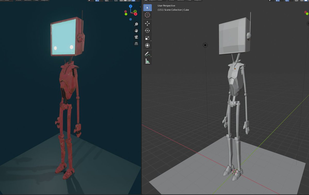 RayeenxD's tweet photo. YAAAAASS!!~ <3 Lowpoly Texture done. ^^ I like it!~
Awesome Character Design by: Eric Hibbeler
I don't think I modelled it exactly though but still loving it <3
#Blender3d #lowpoly #blendereevee #blenderwip #WorkinProgress #characterart #3dcharacter #artistzone #itsomething https://t.co/hYpgIoZW3g