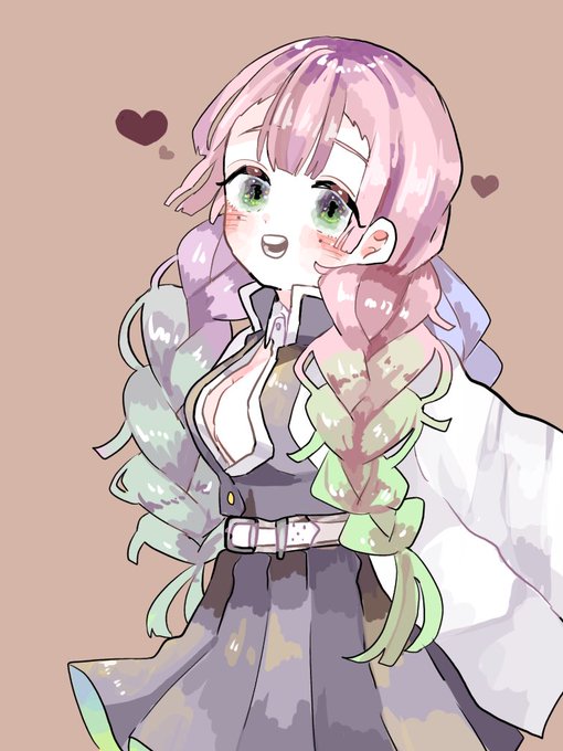 花太郎の思い出置き場👼さんがTwitterに投稿した甘露寺蜜璃(鬼滅の刃)のイラスト。