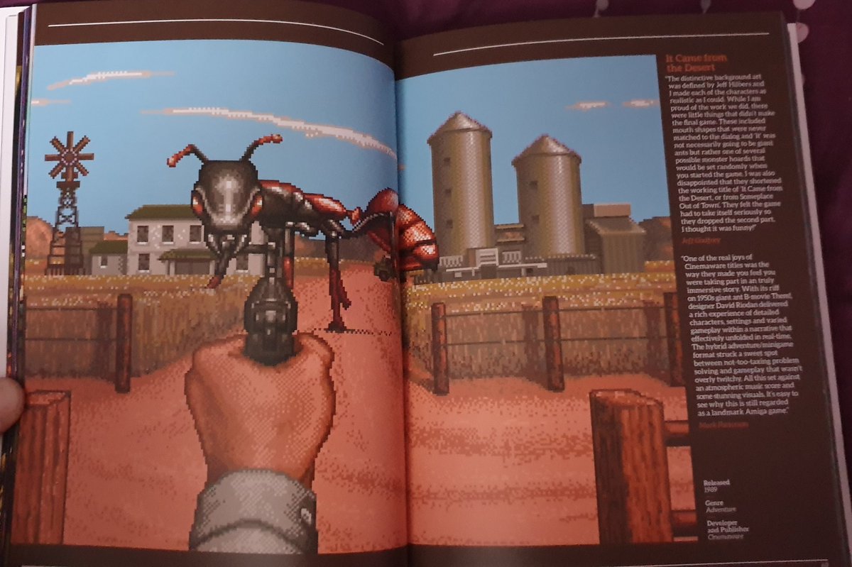 Drinking tea and reading my Amiga Vidual Compendium, I came across this beauty. Cinemaware's It Came From The Desert. Happy post-Christmas Saturday everyone!
#ItCameFromTheDesert #Cinemaware #Amiga #CommodoreAmigaAVisualCompendium