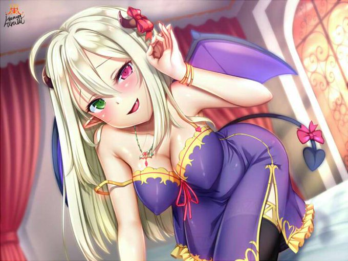 音声作品サークル(チョコミント様)(@chocomintmedjed)とのボイス・ASMR作品コラボで外伝キャラクターとしてサキュバス娘(従姉妹)が完成しました♪(彼女は魔法を掛けると片目が光ります)コラボイベント詳細 ⇒ https://t.co/4Yit3dE2Ew 