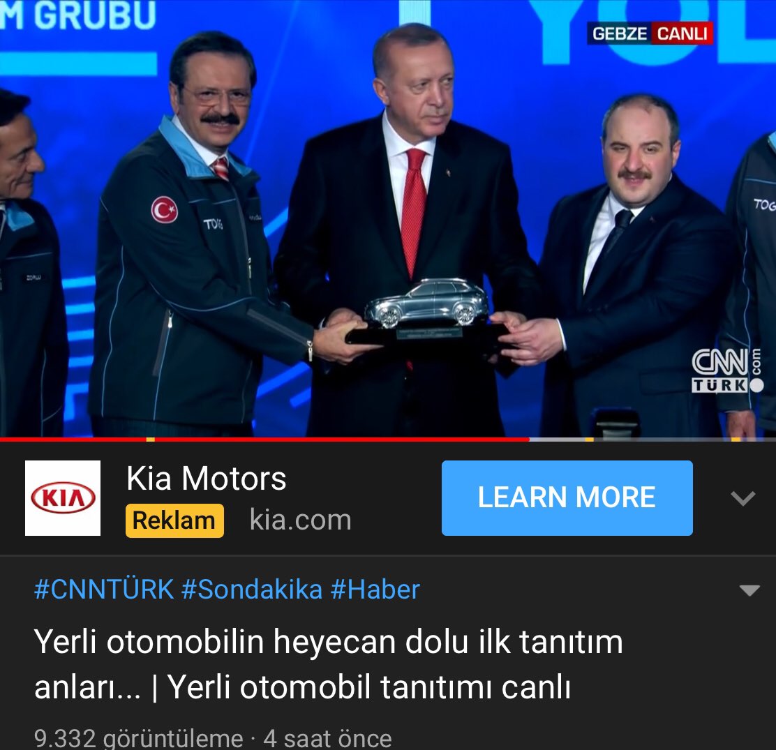 #YerliArabanınFiyatı artık ne kadar pahalıysa sarayda ikamet eden RTE’ye bile maketini verdiler. #TurkiyeninYerliOtomobili