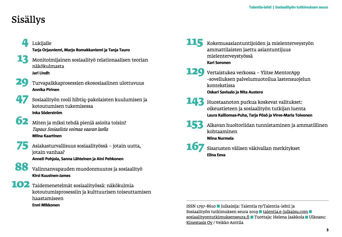 globaali_st's tweet photo. Tutkiva sosiaalityö 2019 on ilmestynyt e-julkaisuna! Teos kokoaa yhteen toukokuussa Rovaniemellä vietettyjen Sosiaalityön tutkimuksen päivien esityksiä, mukana myös GST:n aktiiveja! Kannattaa ottaa lukulistalle👌📚🌏🌿 https://t.co/xe8vDYpEGn #sttp2019 #sosiaaliala https://t.co/dq2tlXAhtg