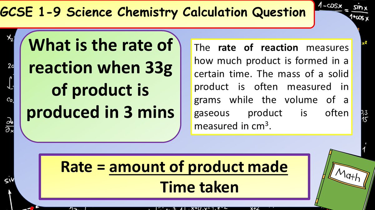 Don't forget about the extra maths content in the new GCSE Science spec!  Have a go at this chemistry calculation practice question.

#ukedchat #aqachemistry #aqascience #sciencerevision #revision #ocrchemistry #edexcelchemistry
