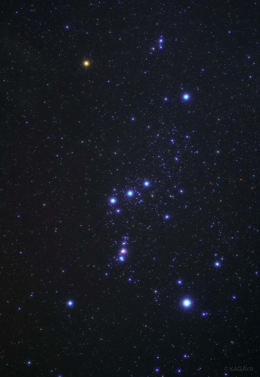 Kagaya 一昨日撮影したオリオン座 最近ベテルギウス 左上の赤い星 がやや暗くなっています 夜空をよくご覧になる方は肉眼でも気づくかもしれません これまでも明るさが変わっていて 変光星 初めてのことではありません なお ベテルギウスは数